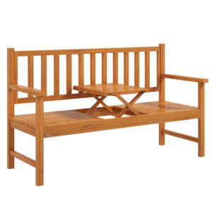 Puidust aiapink kokkupandava lauaga, helepruun, 153 x 56 x 91 cm