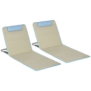 2-osaline rannamattide komplekt, kokkupandav, reguleeritav, beež, 124 x 53 x 35-45 cm