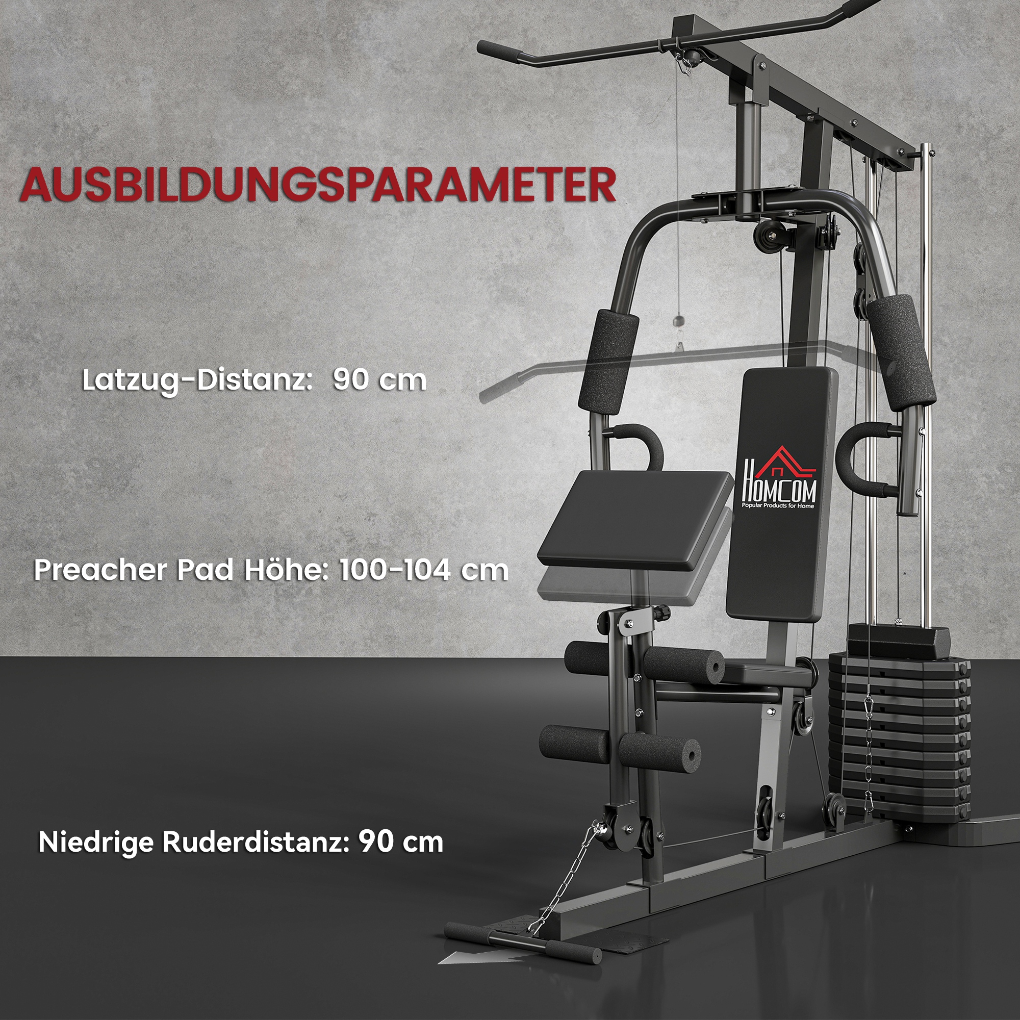 Kraftstation 45 kg raskuplokiga, 180 x 108 x 200 cm, must, teras - Image 7