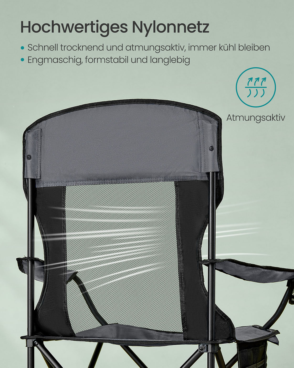 Kempinga krēslu komplekts, 2 gab., salokāmi, šīfera pelēki, 150 kg - Image 3