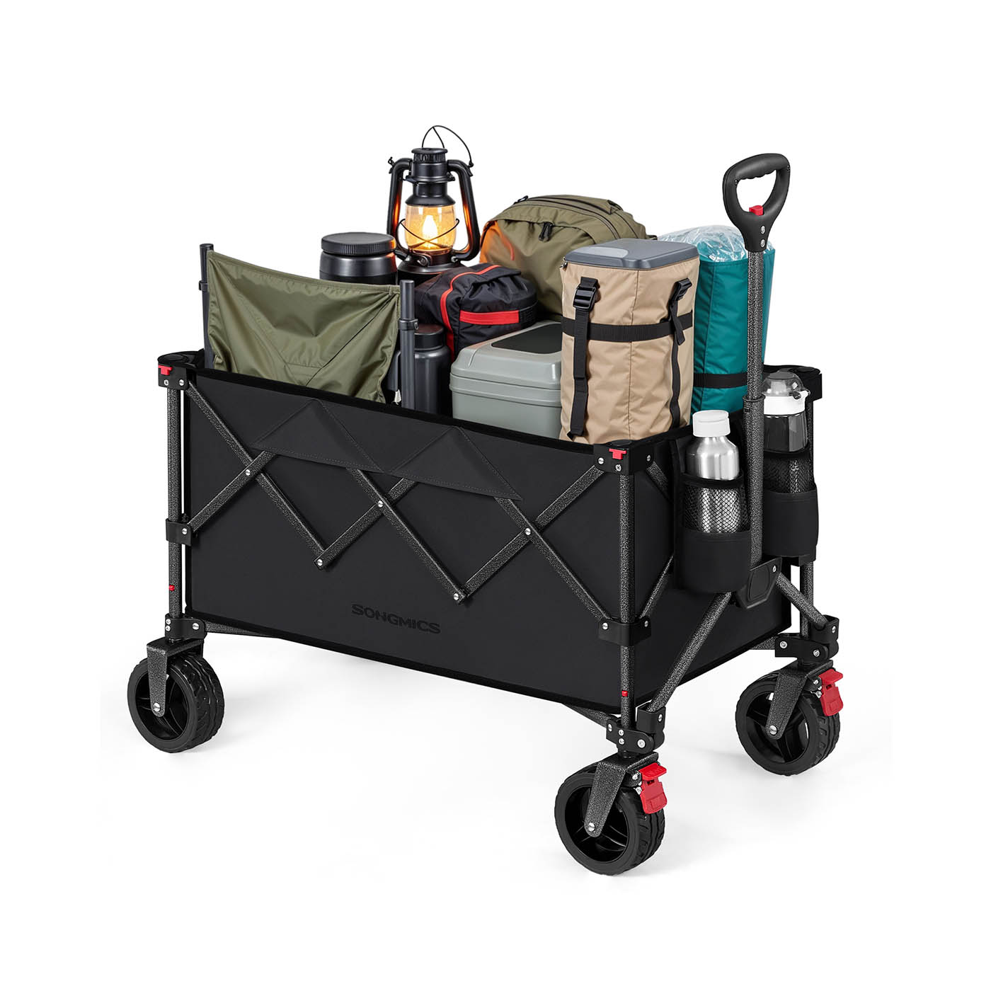 Kokoontaitettava käsikärry, 150 l, 150 kg, 49,4 x 80,8 x 93,5 cm, musta