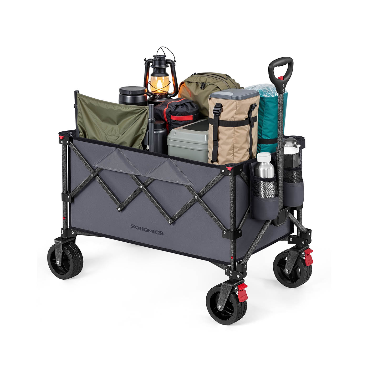 Kokoontaitettava vetokärry, 150 l, enint. 150 kg, 49,4 x 80,8 x 93,5 cm, liuskekivenharmaa