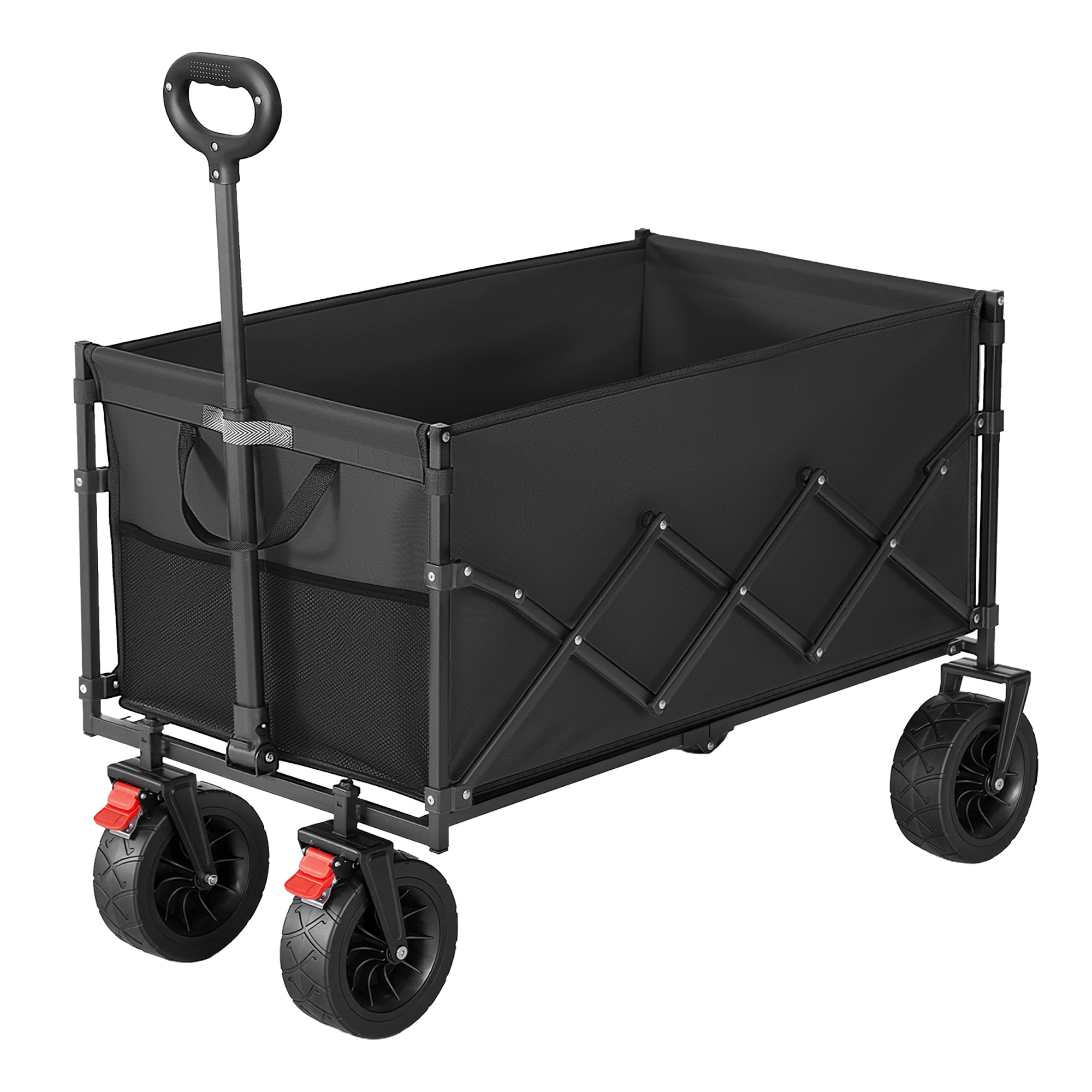 Kokoontaitettava käsikärry 200 l, musta, 55 x 91 x 98 cm, teräs ja Oxford-kangas
