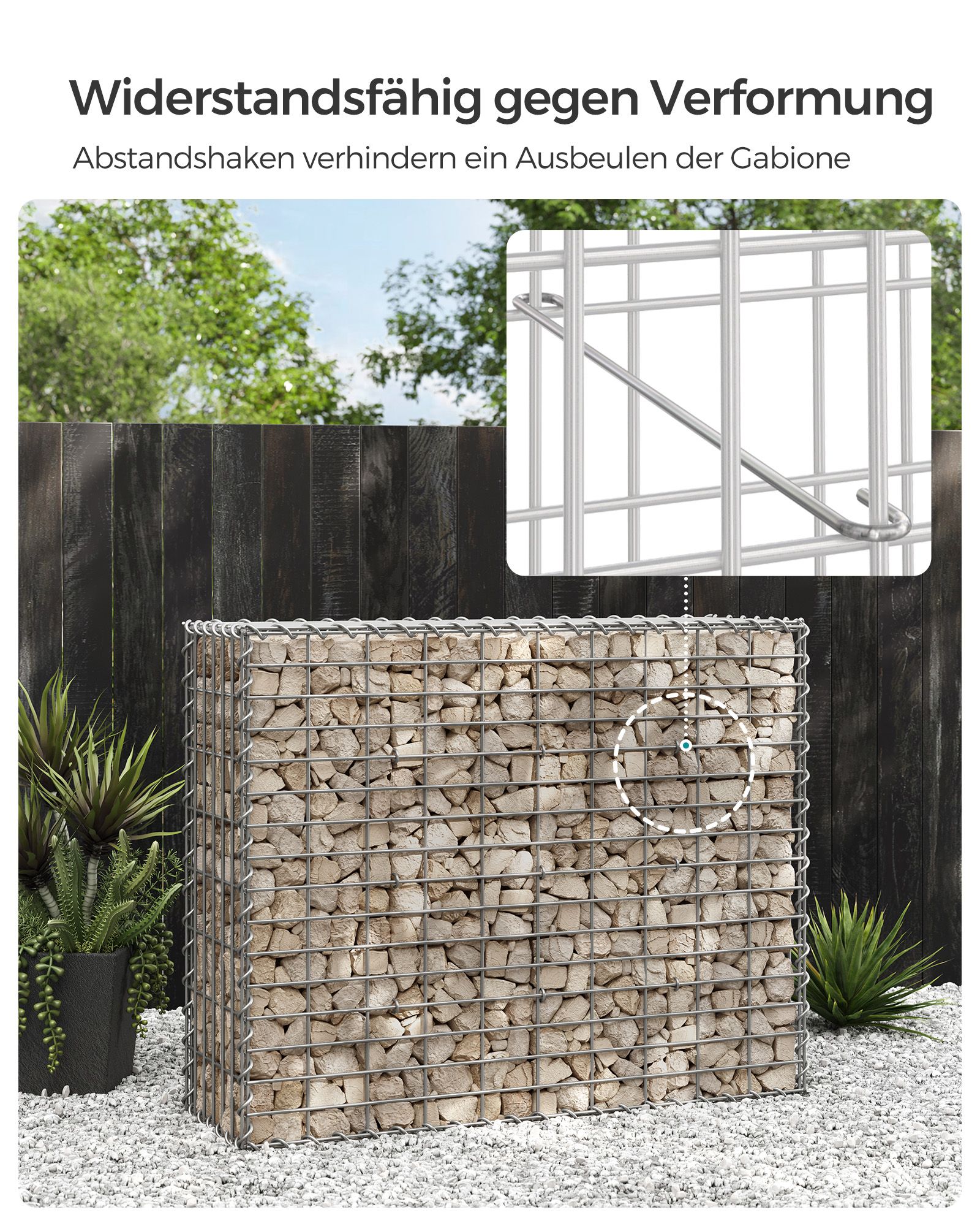 Gabionų krepšių rinkinys, 10 vnt., 100 x 80 x 30 cm, cinkuotas plienas, sidabro spalvos - Image 4