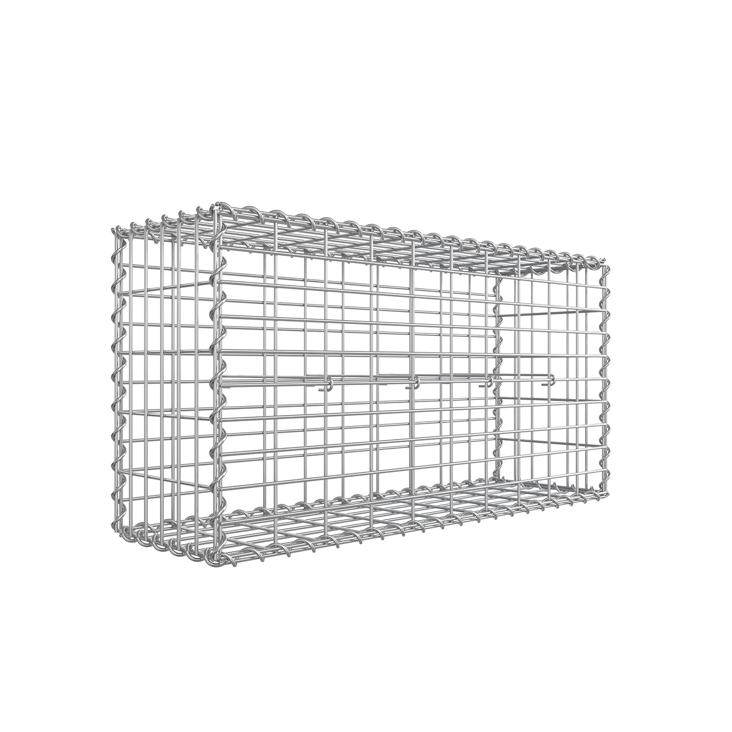 Taisnstūra akmeņu gabions, cinkots tērauds, sudraba krāsā, 100 x 50 x 30 cm