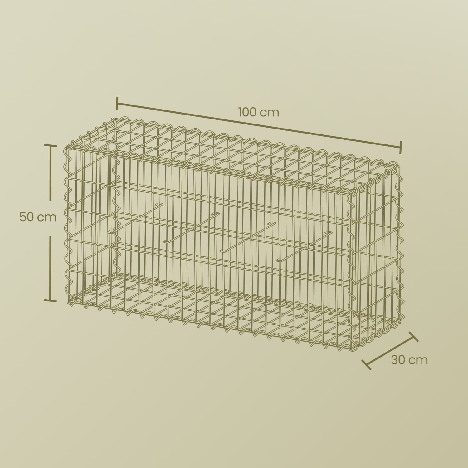 Gabionų krepšių rinkinys, 3 vnt., 100 x 50 x 30 cm, cinkuotas plienas, sidabro - Image 7