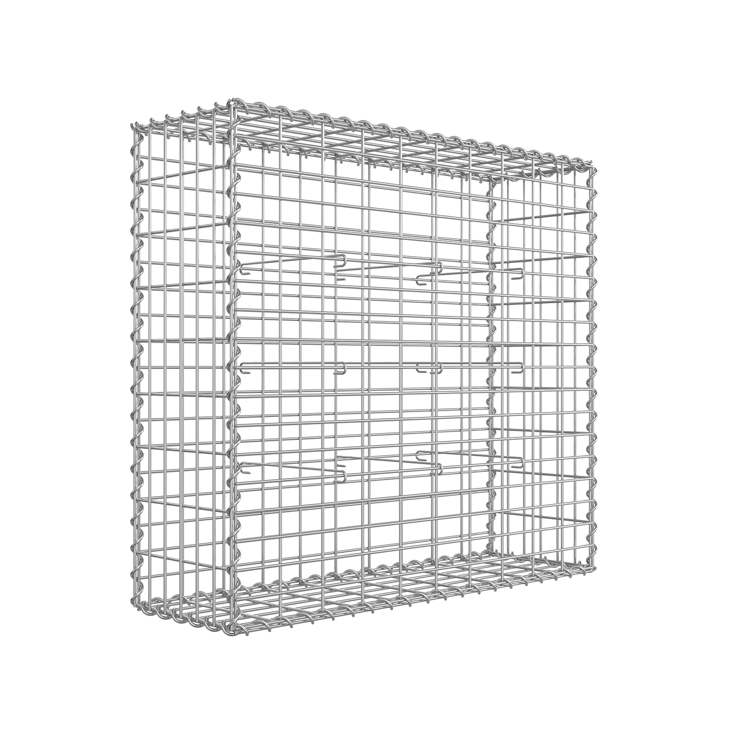Tsingitud terasest gabioonkorv 100 x 90 x 30 cm, hõbedane metallvõrk