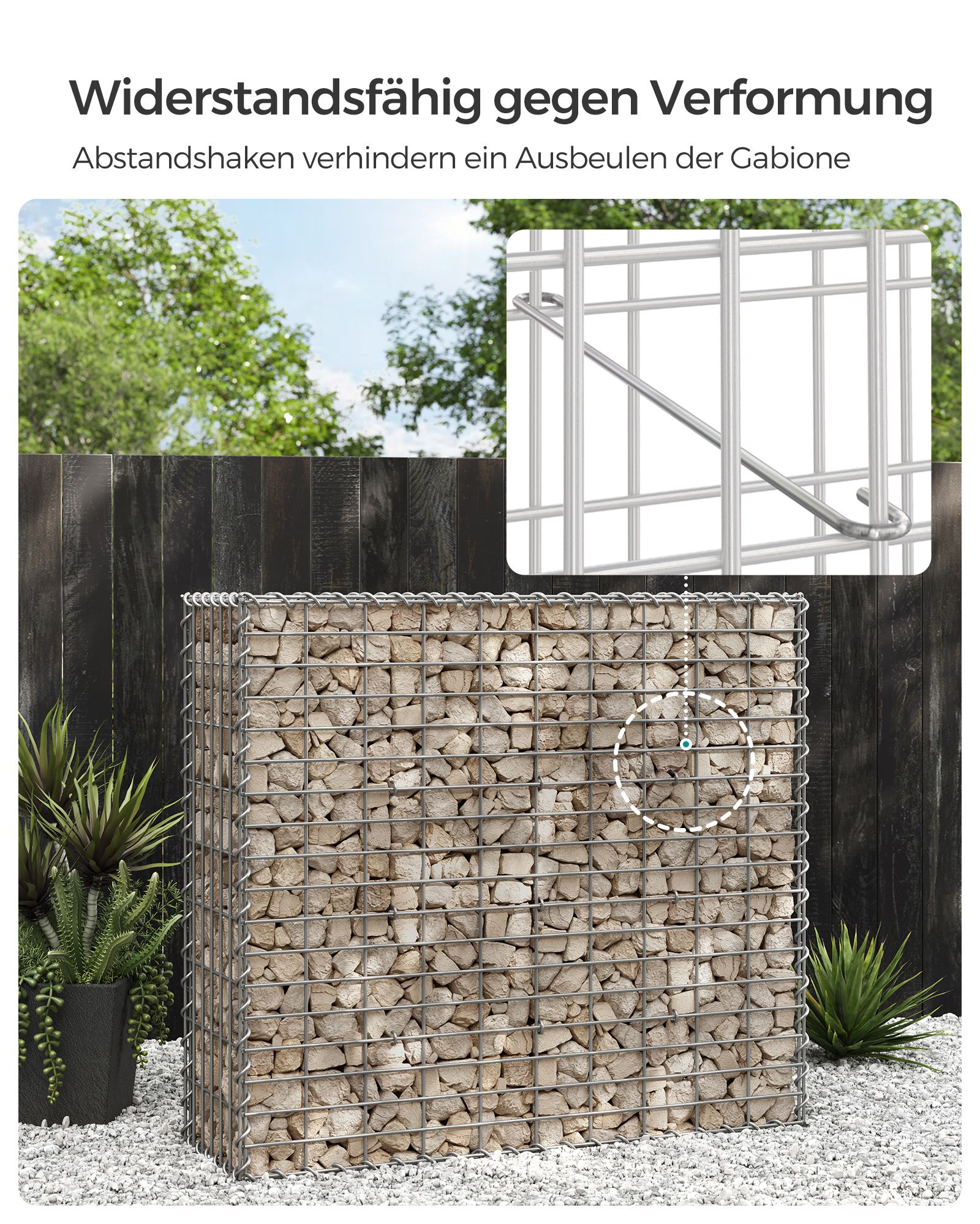 Gabionu grozu komplekts, 5 gab., 100 x 90 x 30 cm, cinkots tērauds, sudraba krāsā - Image 4