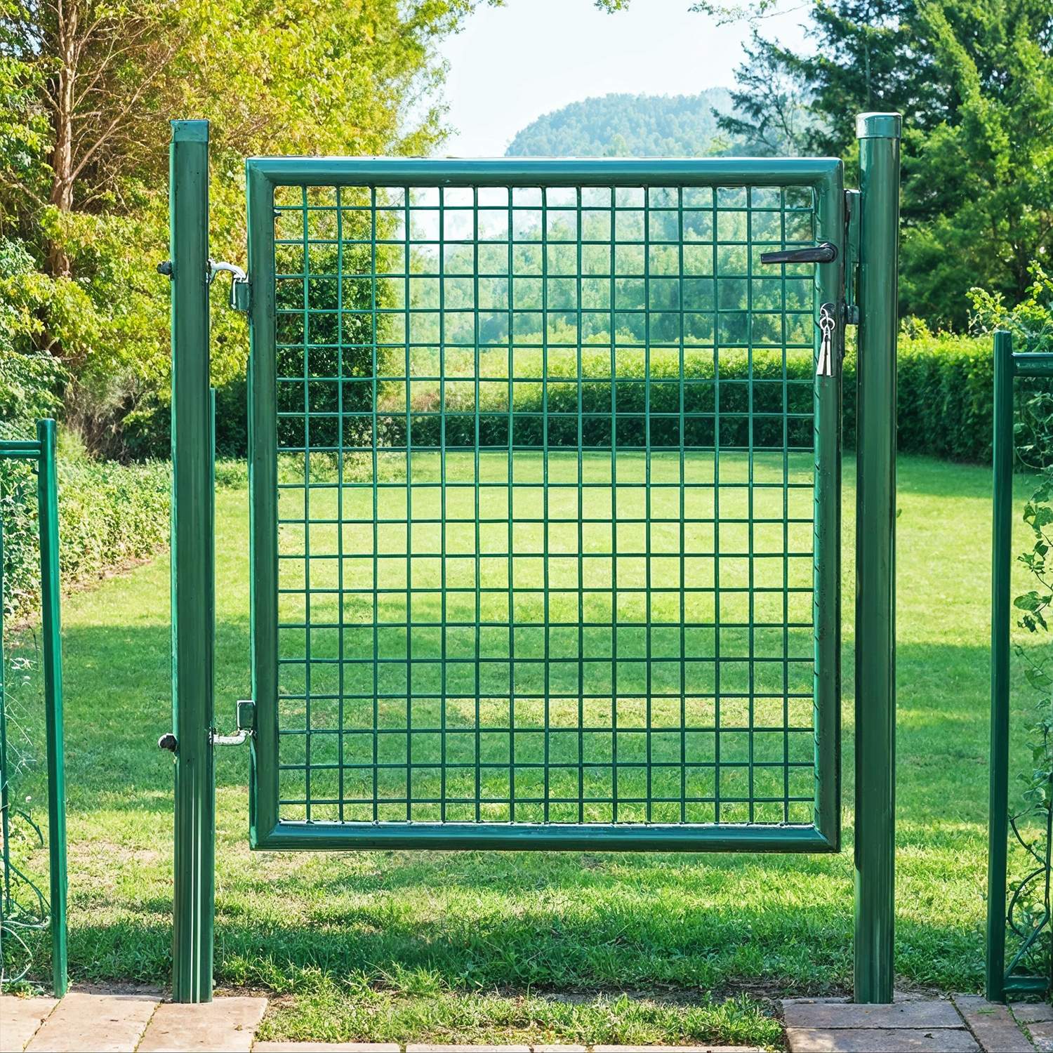 Aia värav tsingitud terasest, roheline, 106 x 6 x 145 cm, lukuga ja 3 võtmega