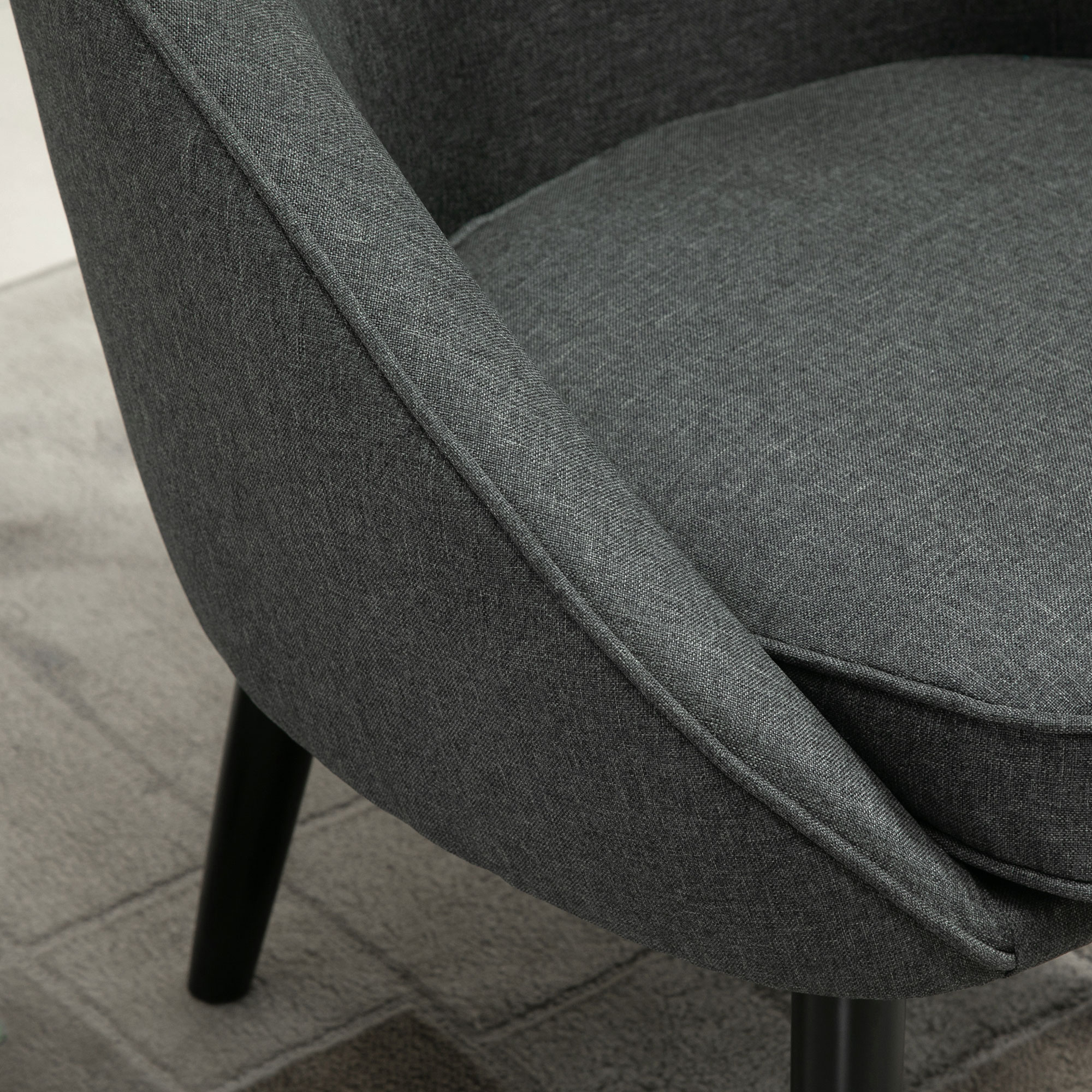 Lounge-nojatuoli, harmaa, pellavamainen polyesteri ja puu, 71 x 65 x 75 cm - Image 8