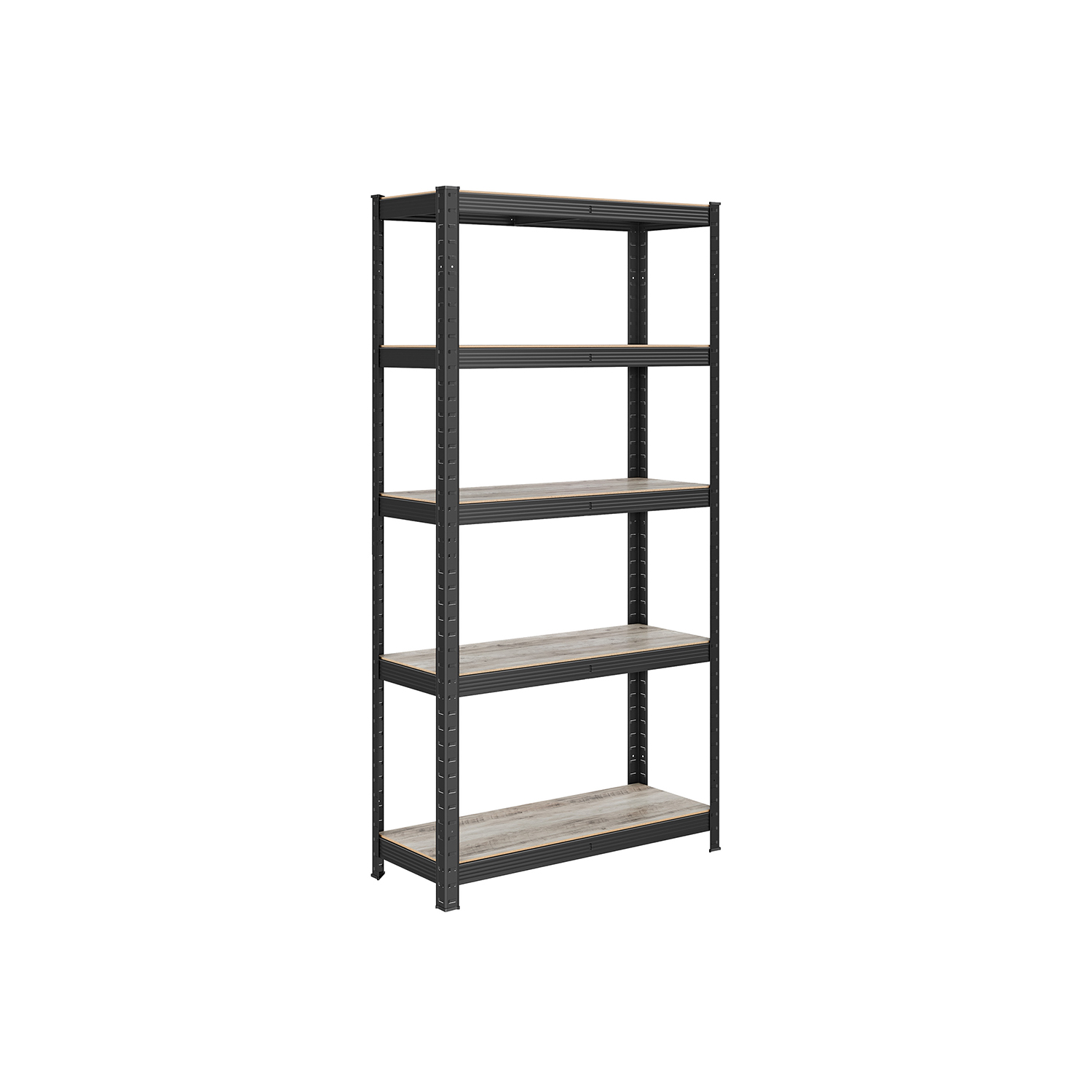 Hoiuriiul 5 riiuliga, 150 x 75 x 30 cm, teras ja MDF, must, pruun puidutoon