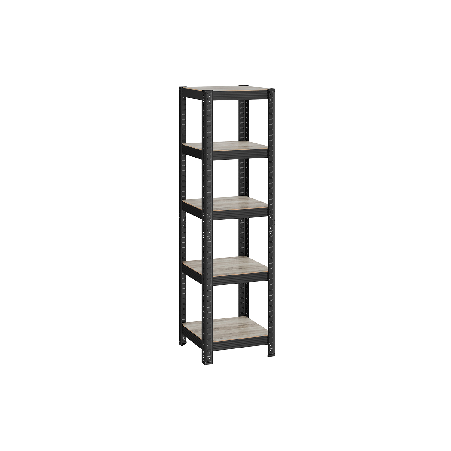 Riiul 5 reguleeritava riiuliplaadiga, 37 x 37 x 150 cm, teras ja MDF, greige-must