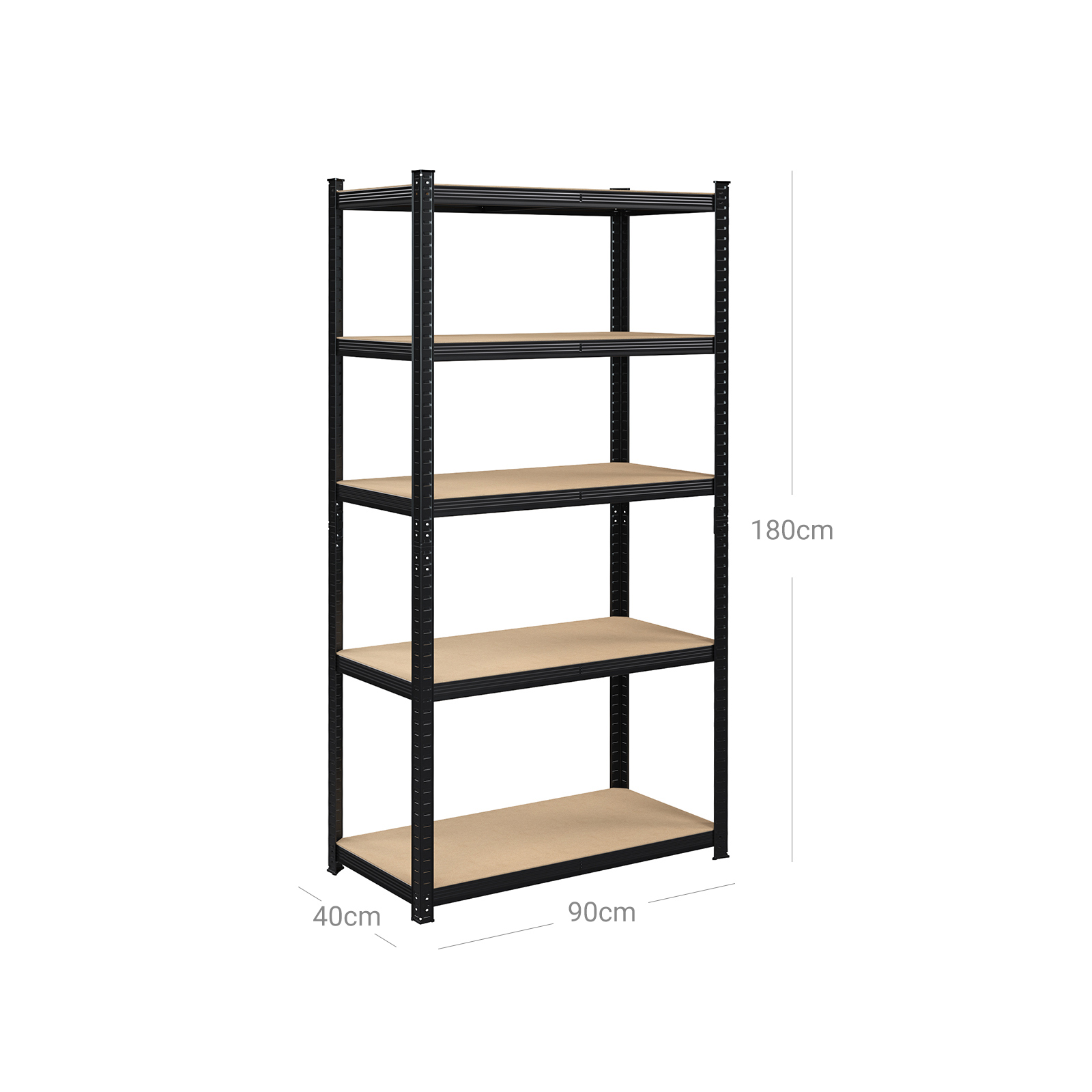 Varastohyllysetti, 2 kpl, 180 x 90 x 40 cm, 5 säädettävää hyllyä, teräs ja MDF - Image 6