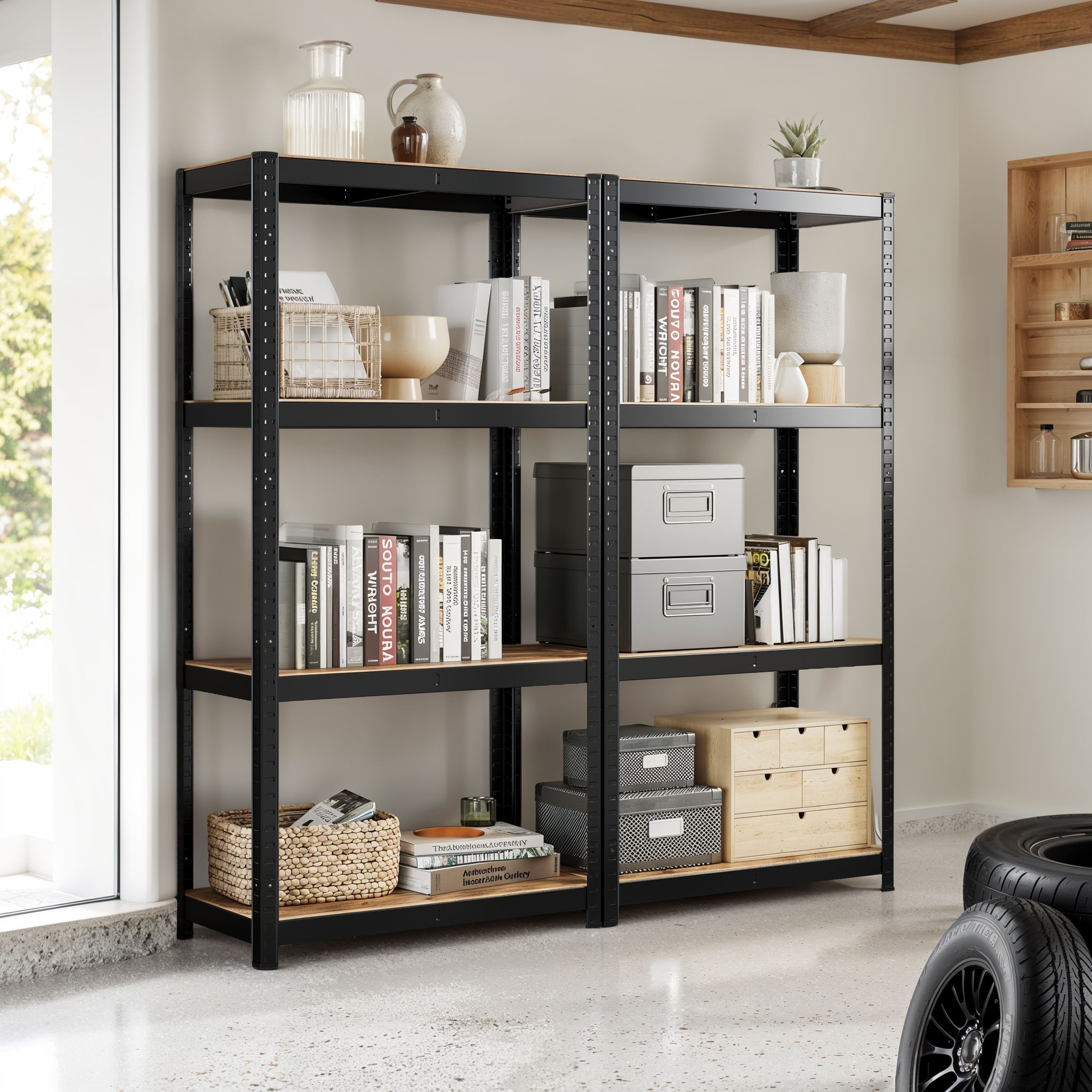 Hoiuriiul 4 reguleeritava riiuliga, 40 x 80 x 160 cm, kuni 520 kg, teras ja MDF