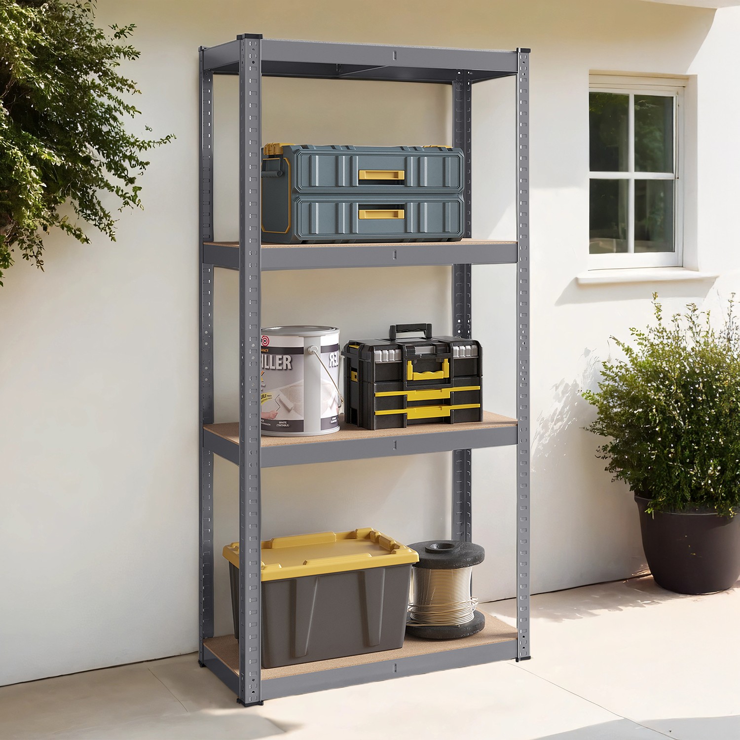 Riiul 4 riiuliga, teras ja MDF, 40 x 80 x 160 cm, hall