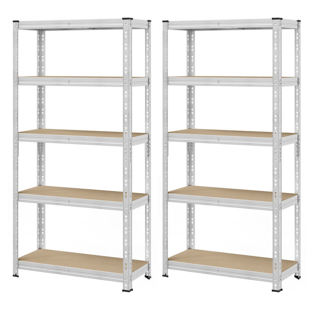 Tugev riiulikomplekt 2 tk, teras ja MDF, 40 x 90 x 180 cm, hõbedane