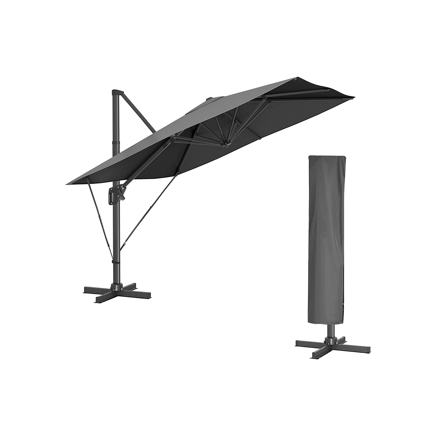 Konsoles saulessargs, 290 x 290 cm, grozāms par 360°, dūmakaini pelēks