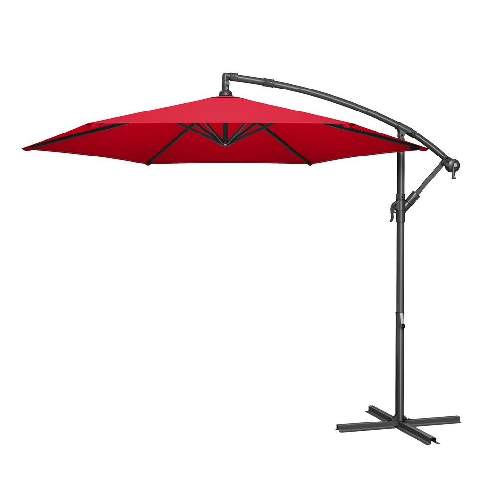 Šoninis skėtis nuo saulės su stovu, 300 cm, metalinis, poliesteris 180 g/m², raudonas
