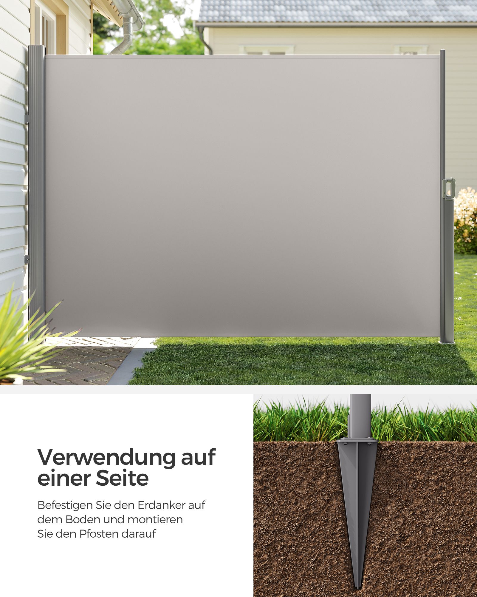 Sānu markīzes zemes enkurs, 11,5 x 11,5 x 46 cm, pelēks, dzelzs - Image 2