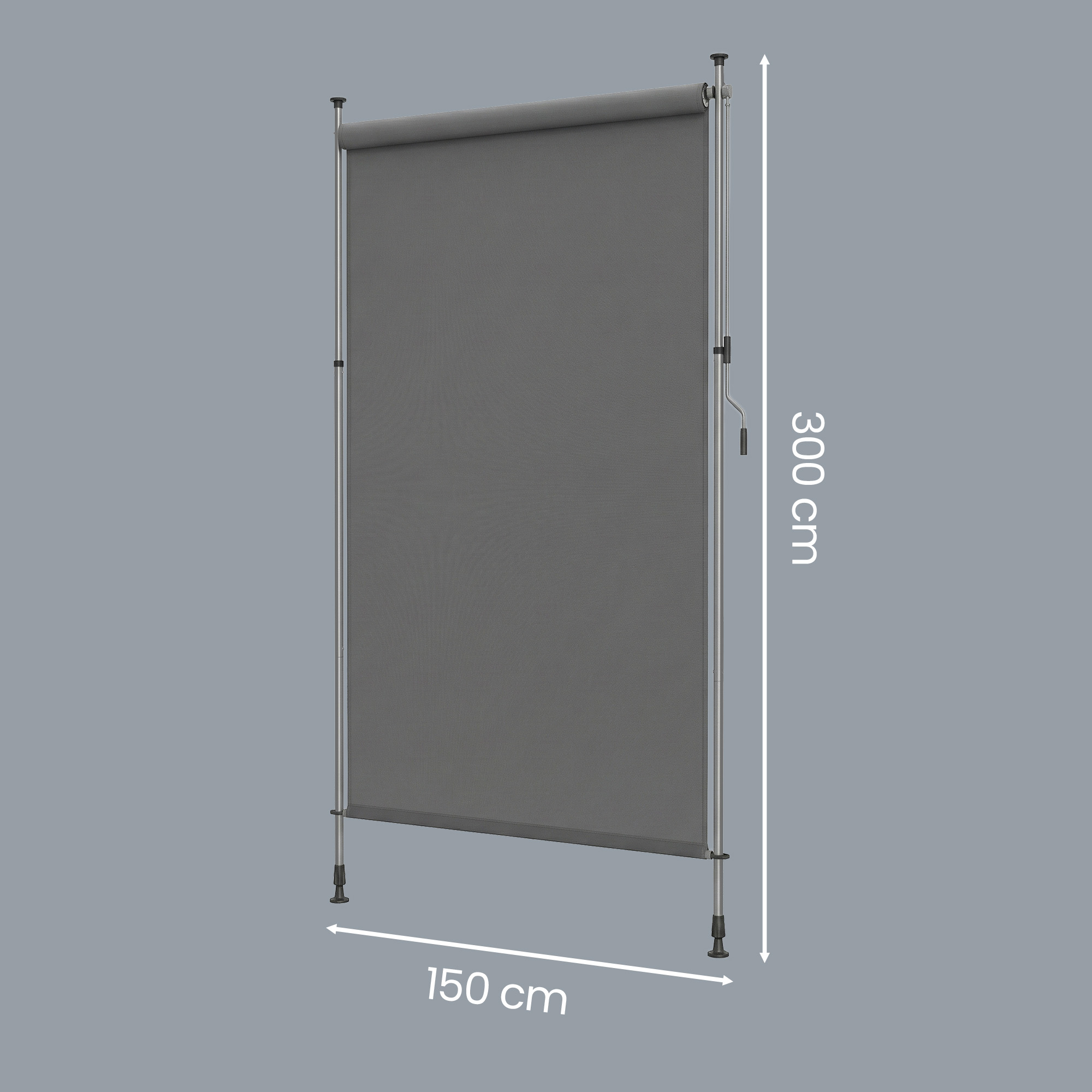 Vertikali markizė 150 x 220–300 cm, reguliuojamo aukščio, tamsiai pilka, plienas ir poliesteris - Image 8