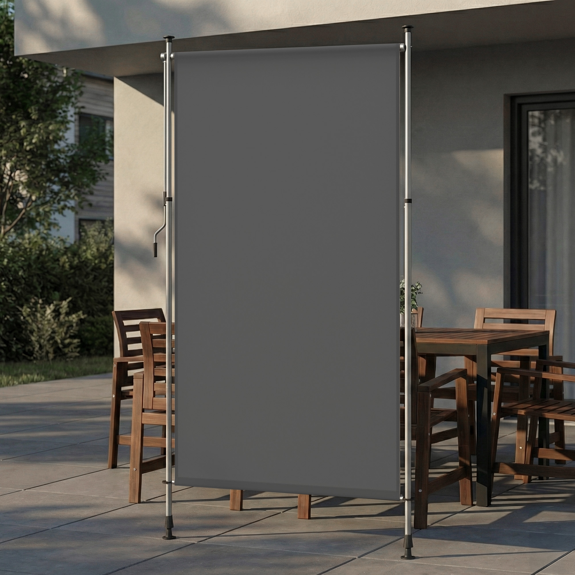 Vertikali markizė 150 x 220–300 cm, reguliuojamo aukščio, tamsiai pilka, plienas ir poliesteris - Image 3