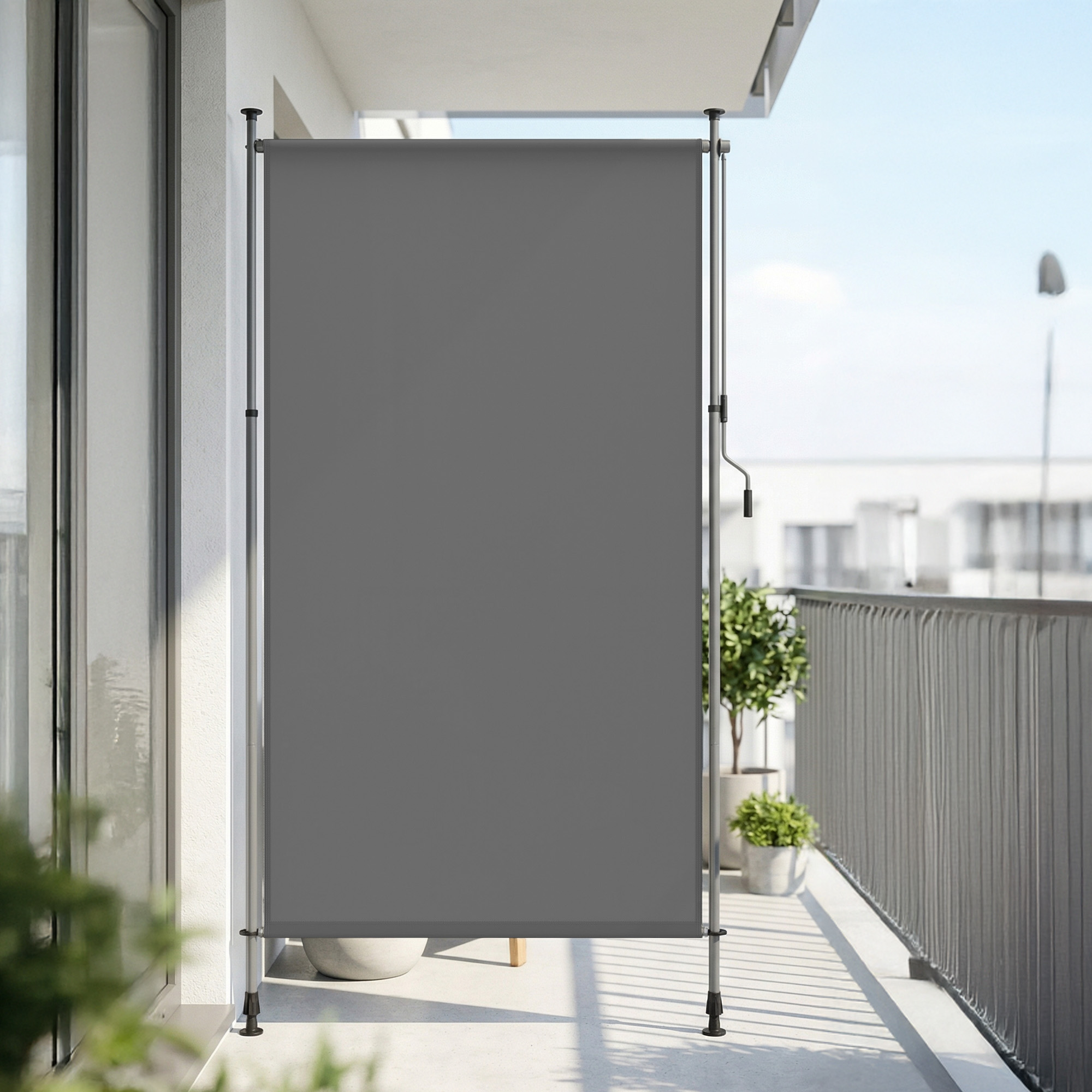 Vertikali markizė 150 x 220–300 cm, reguliuojamo aukščio, tamsiai pilka, plienas ir poliesteris - Image 4
