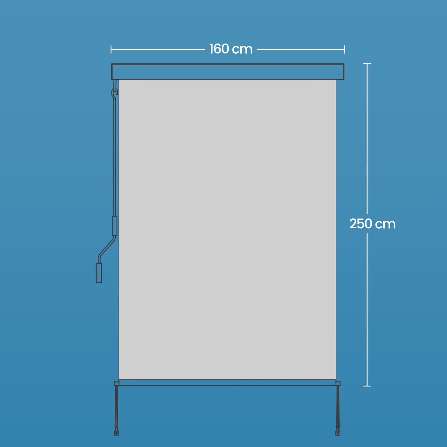 Vertikali markizė terasai ir balkonui, 2,5 x 1,6 m, aliuminis, poliesteris, smėlio spalvos - Image 5
