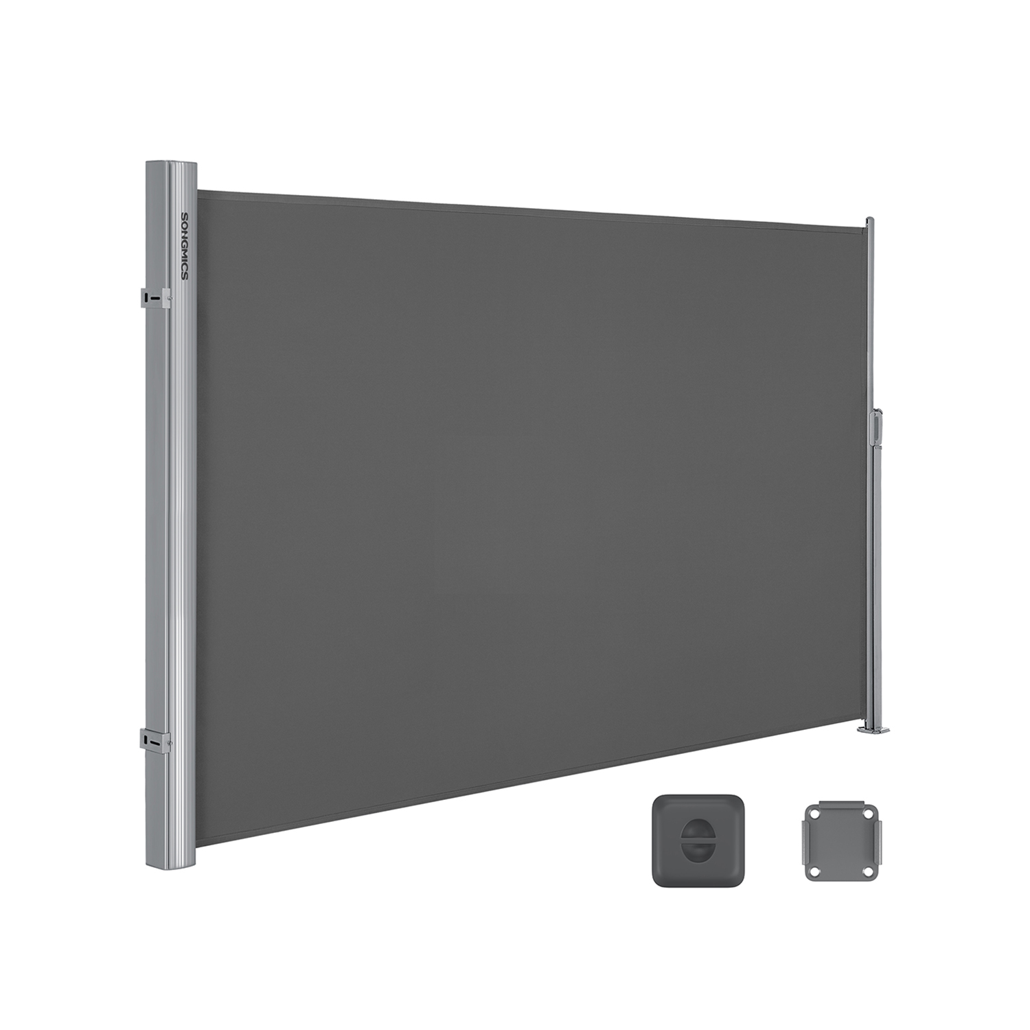 Sivumarkiisi 180 x 300 cm, savunharmaa, alumiini ja PU-pinnoitettu polyesteri