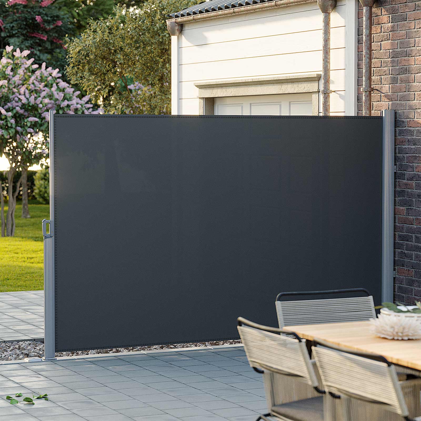 Sānu markīze, 200 x 400 cm, alumīnijs un ar PU pārklāts poliesters, antracīta krāsa - Image 2