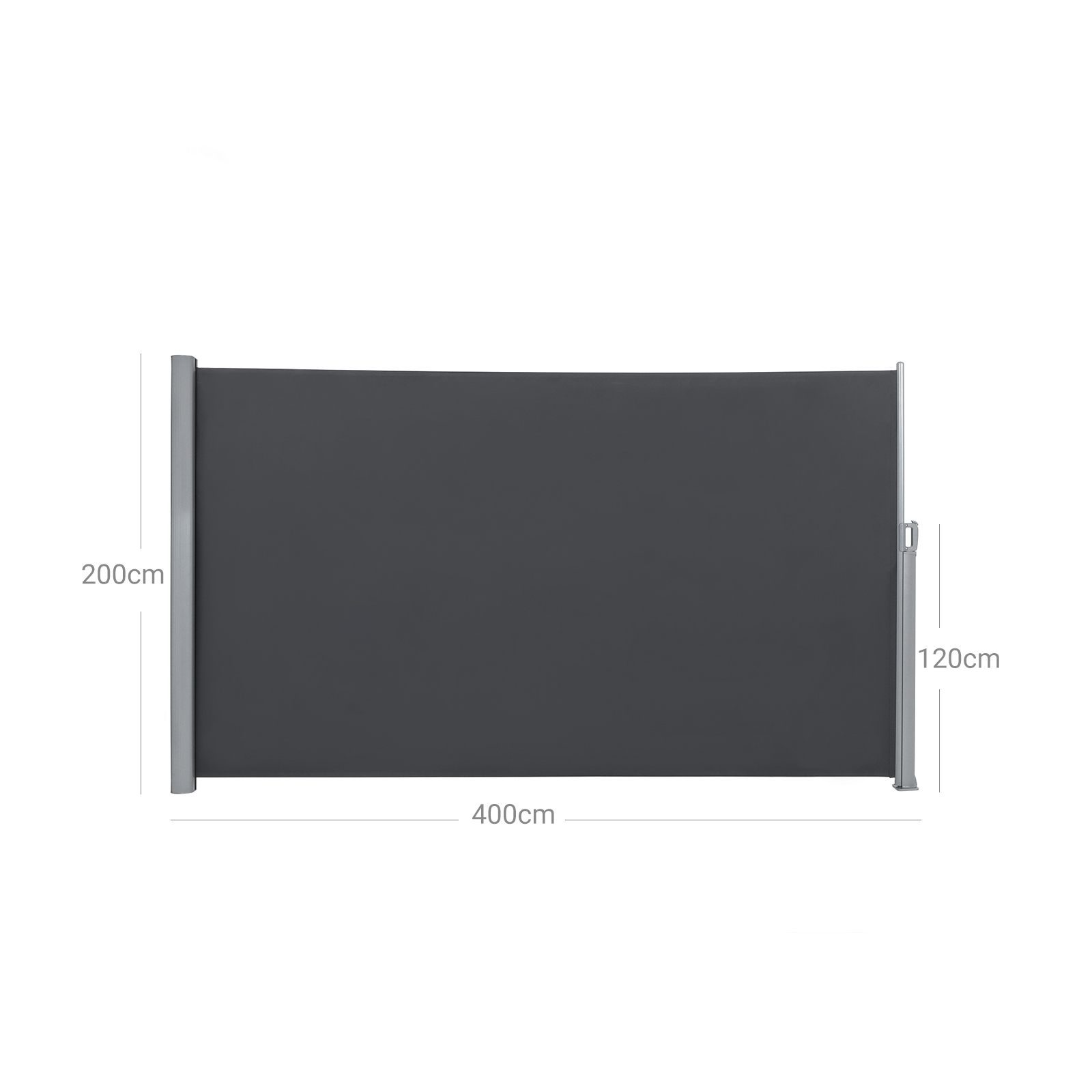 Sānu markīze, 200 x 400 cm, alumīnijs un ar PU pārklāts poliesters, antracīta krāsa - Image 6