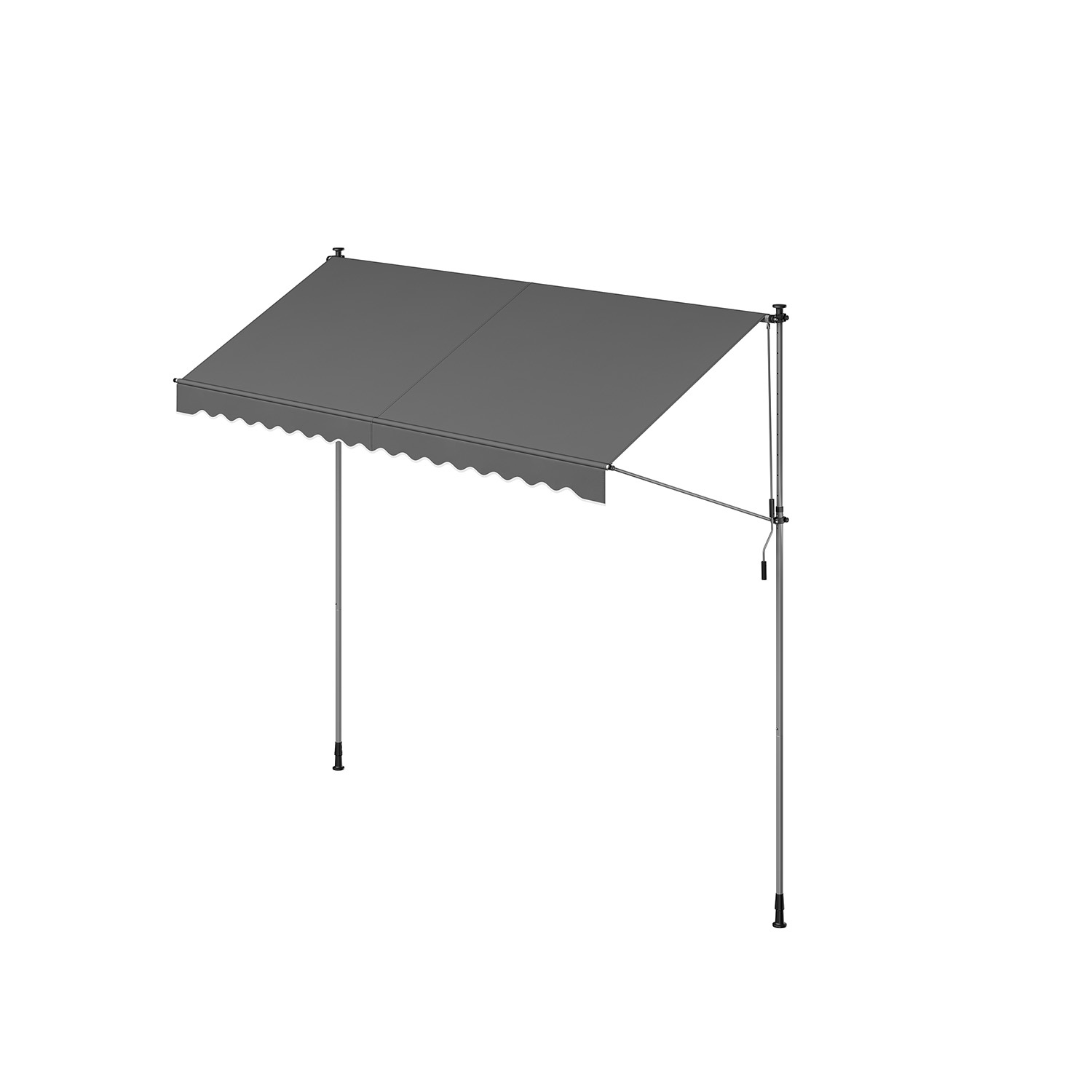Puristusmarkiisi parvekkeelle 350 x 120 cm, antrasiitti, säädettävä korkeus 220–300 cm