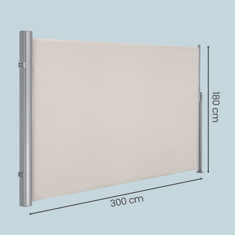 Sivumarkiisi parvekkeelle ja terassille, 180 x 300 cm, alumiiniseos, polyesteri, beige - Image 3