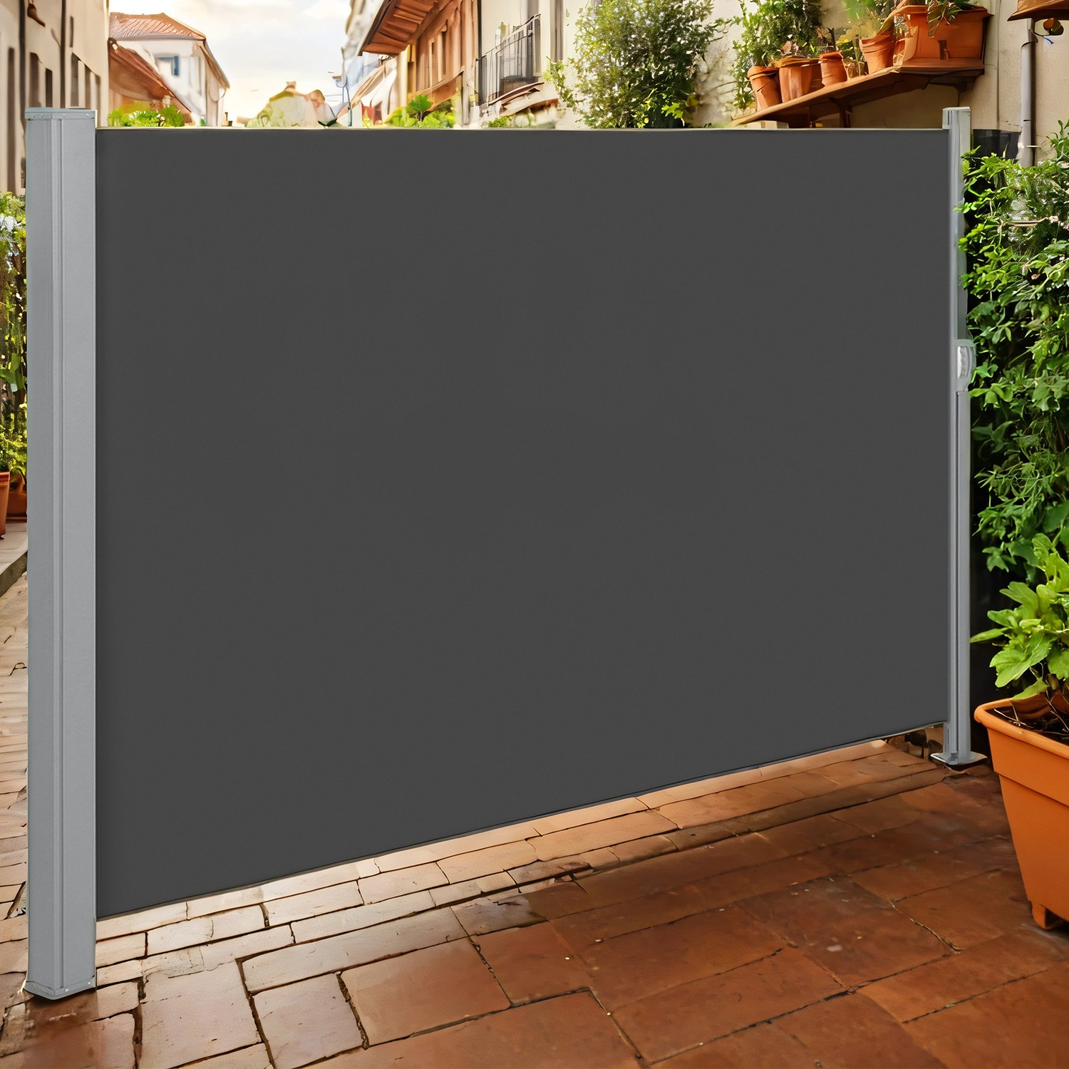 Sānu markīze 180 x 300 cm, antracīta krāsā, izvelkama, tērauda konstrukcija