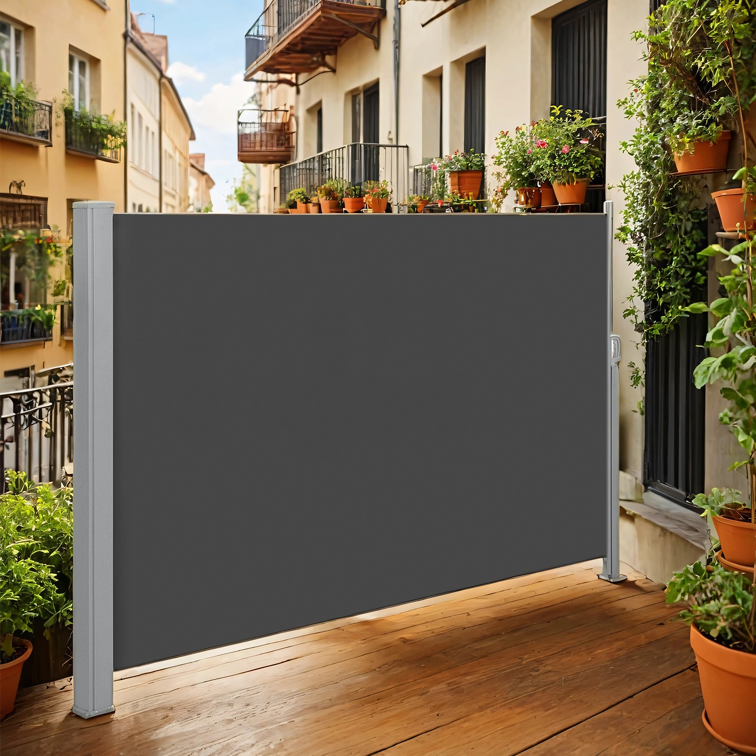 Sānu markīze 180 x 300 cm, antracīta krāsā, izvelkama, tērauda konstrukcija - Image 2