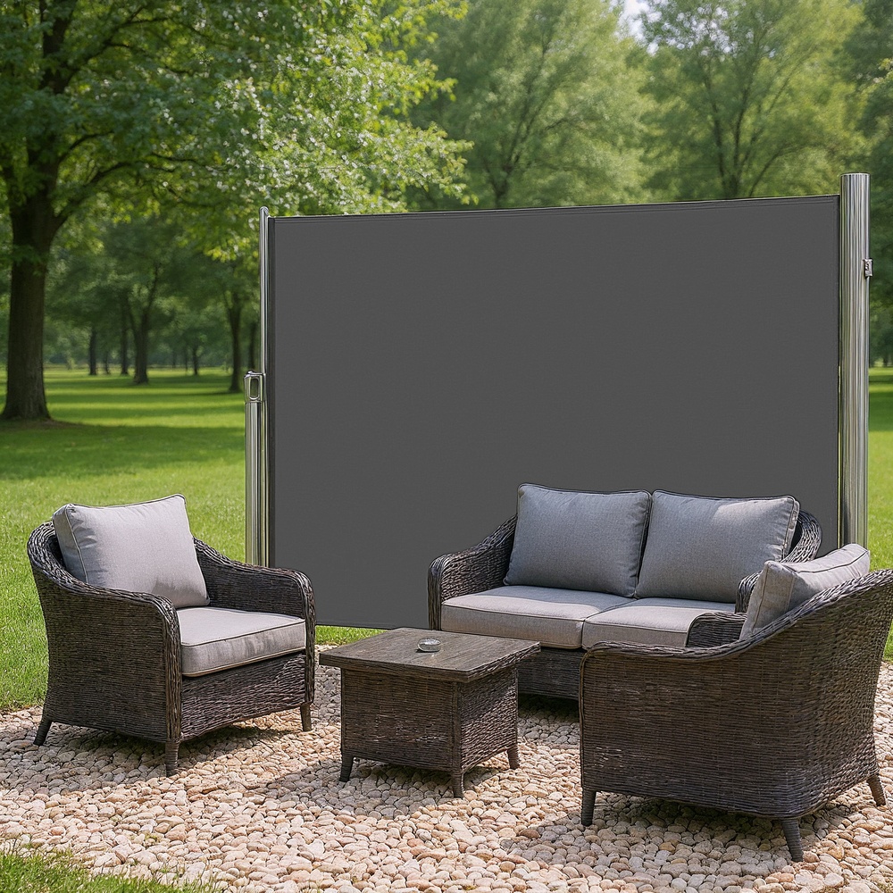 Sivumarkiisi 180 x 350 cm, ulosvedettävä, alumiini ja polyesteri, antrasiitti - Image 4