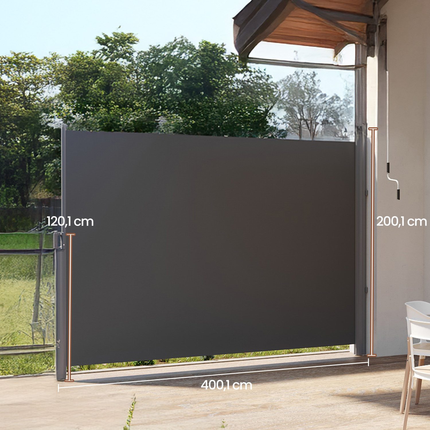 Sisäänvedettävä sivumarkiisi alumiiniseoskotelolla, 200 x 400 cm, antrasiitti - Image 5