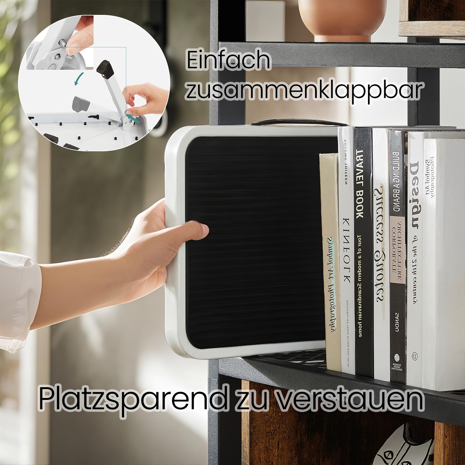 Sulankstomas vienpakopis laiptelis iš plieno, baltas, iki 150 kg, 32 x 44 x 17,5 cm - Image 3