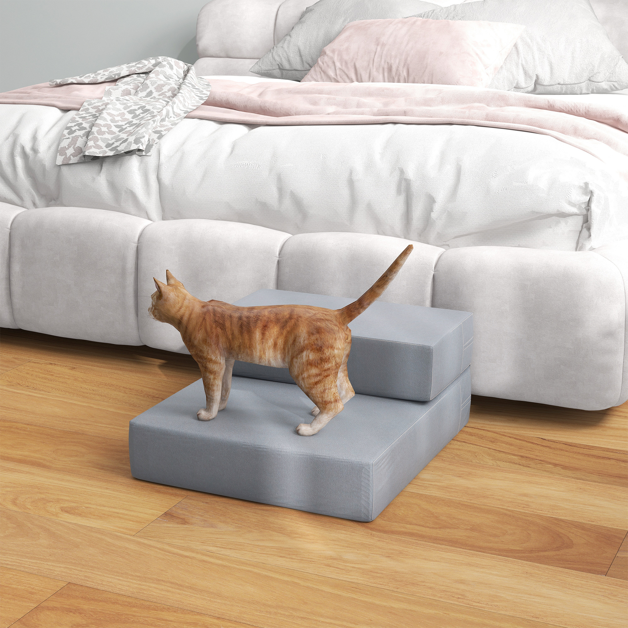 Naminio gyvūno laipteliai 2-in-1, sulankstomi, pilki, 45 x 39 x 20 cm, iki 7 kg - Image 9