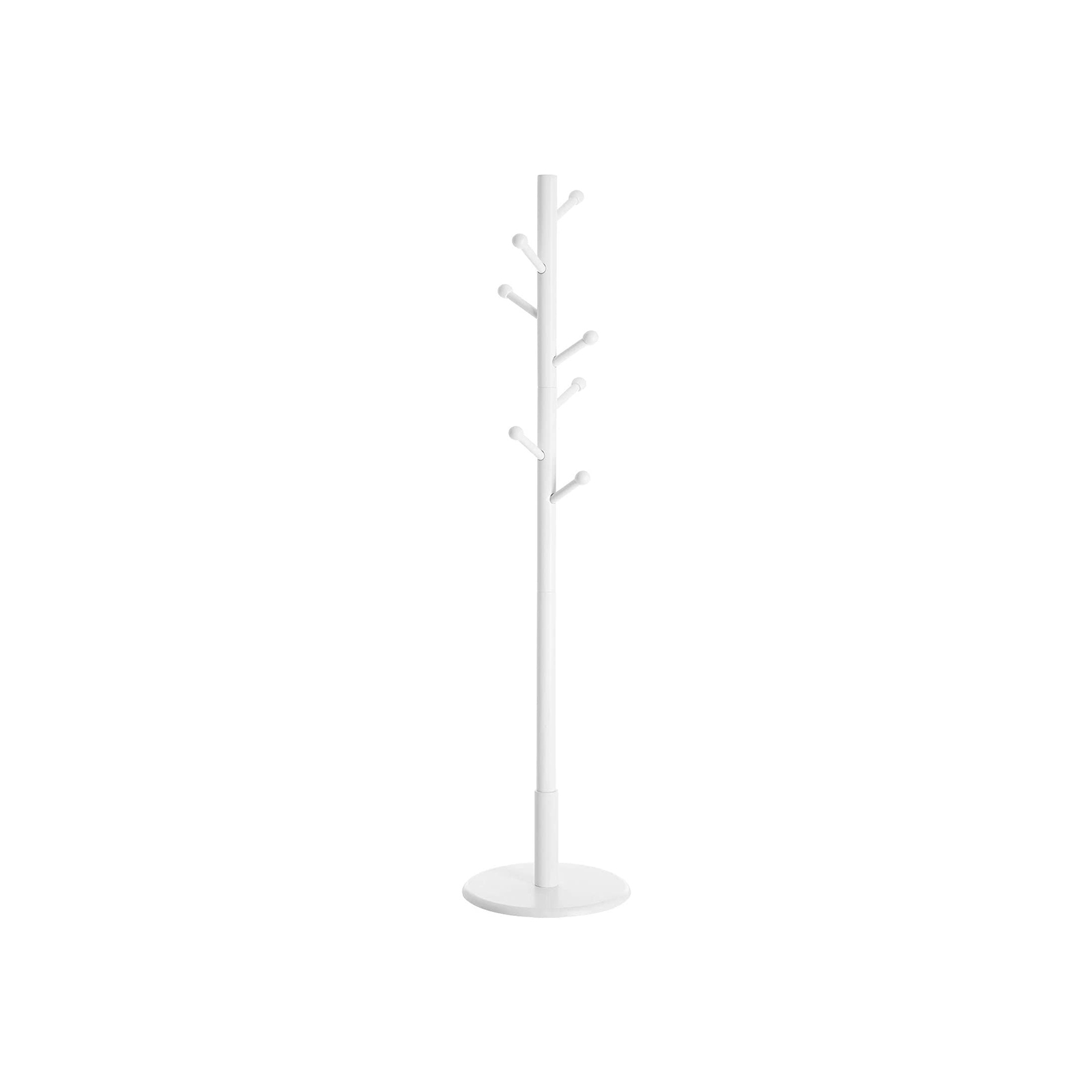 Valge puidust nagi, 7 konksu, ümmarguse alusega, 38 x 175 cm
