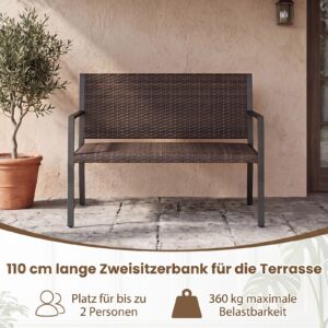 Õues kasutatav loveseat-diivan, pruun, PE rotang