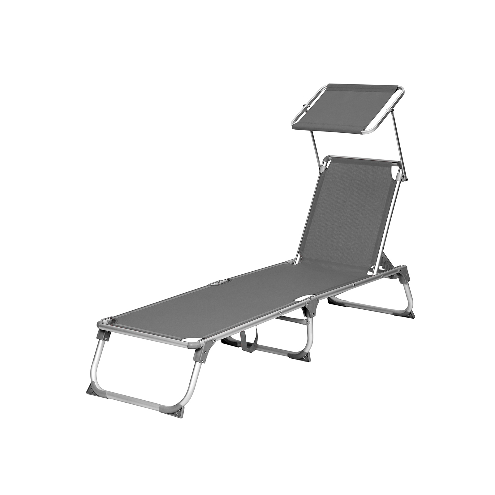 Dārza zviļnis ar regulējamu saulessargu, salokāms, 55 x 193 x 31 cm, tumši pelēks - Image 2