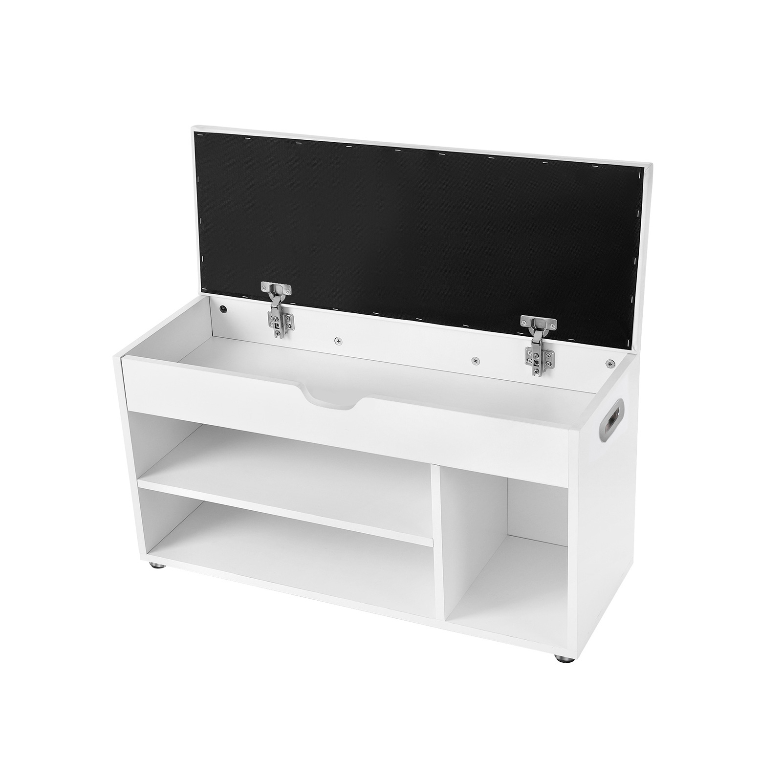 Polsterdatud istmega jalatsipink, 3 sektsiooni, 80 x 44 x 30 cm, valge - Image 2