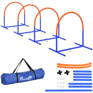 Koera agility-komplekt, 4 kaart, sinine+oranž, 88 x 64 x 95 cm