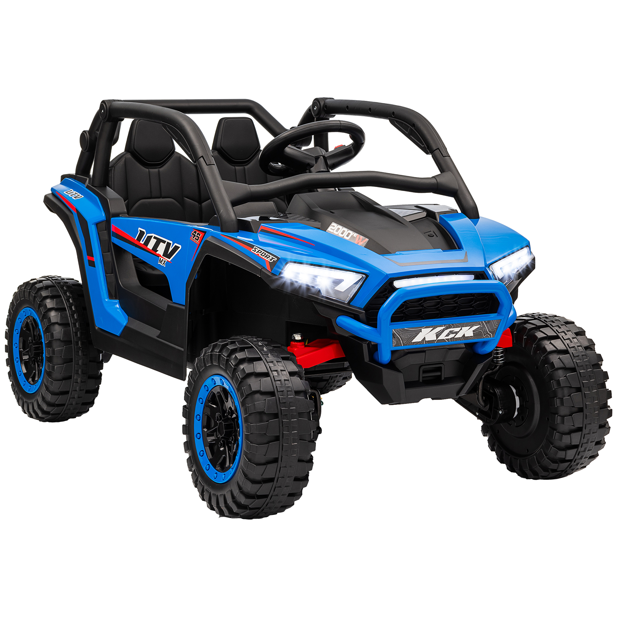 Bērnu elektriskais UTV, 5–7 km/h, 2 vietas, tālvadības pults, mūzika, gaismas, zils