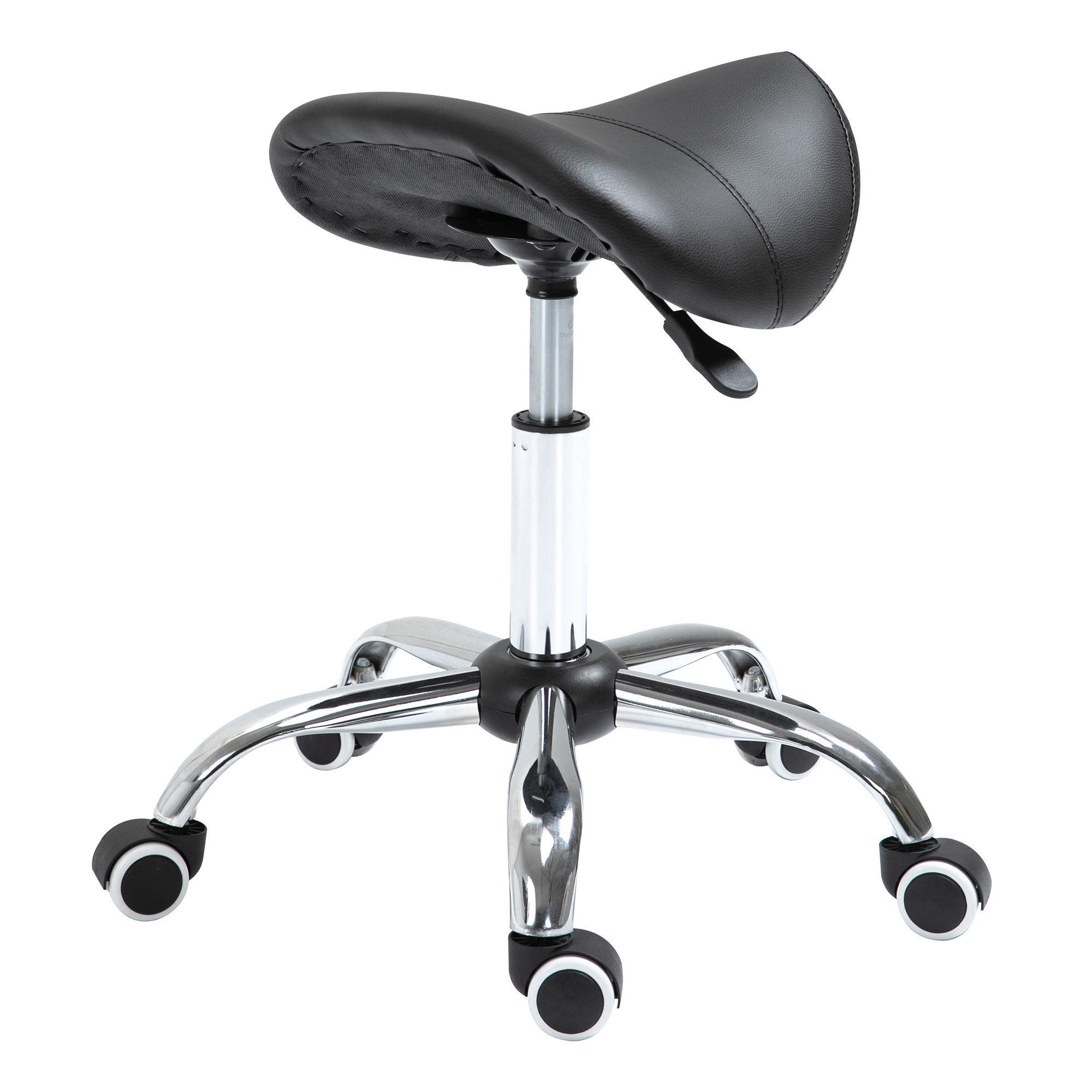 Reguleeritav sadultaburet ratastel, must, 49-61 cm