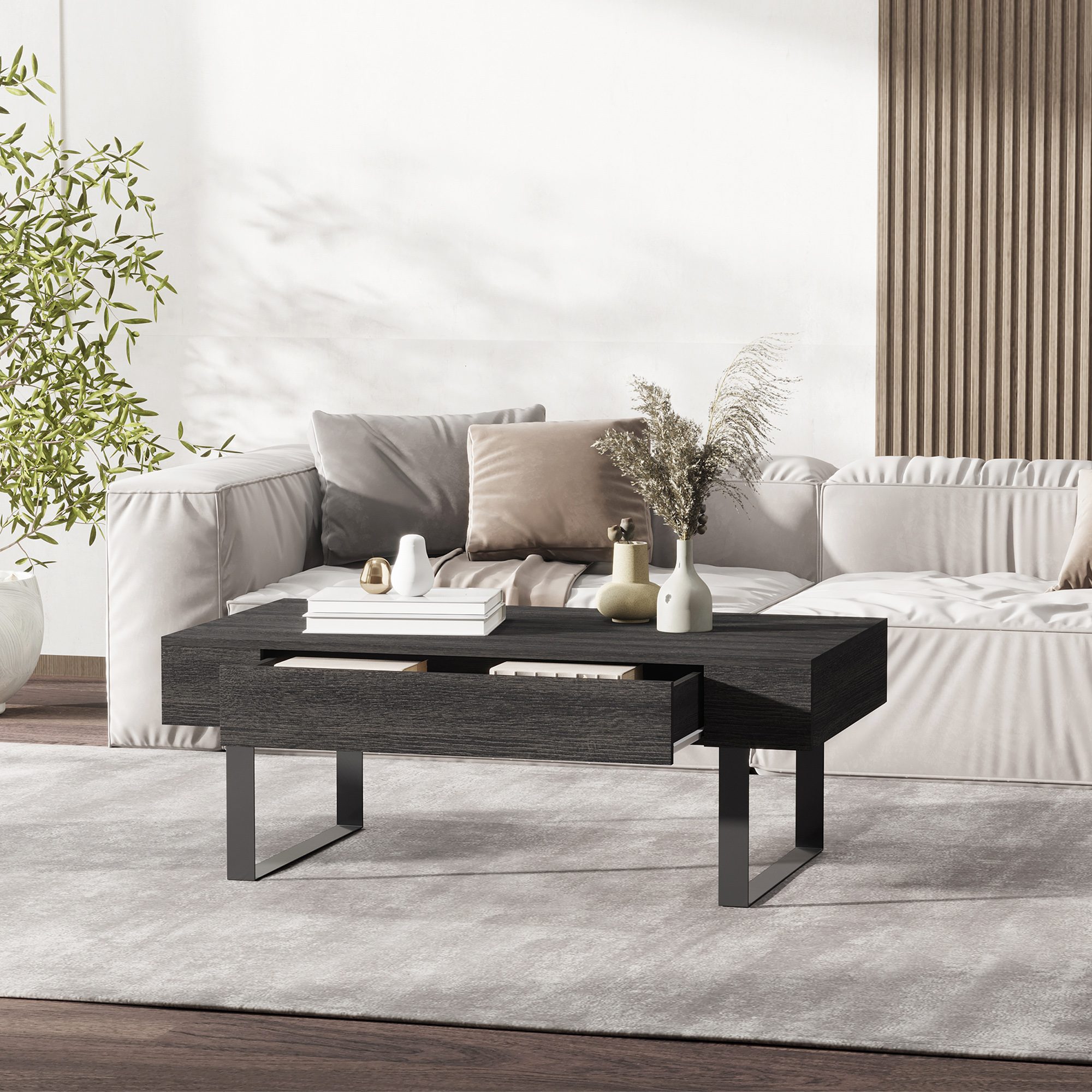 Kohvilaud sahtliga, tumehall, 110 x 60 x 40 cm - Image 2
