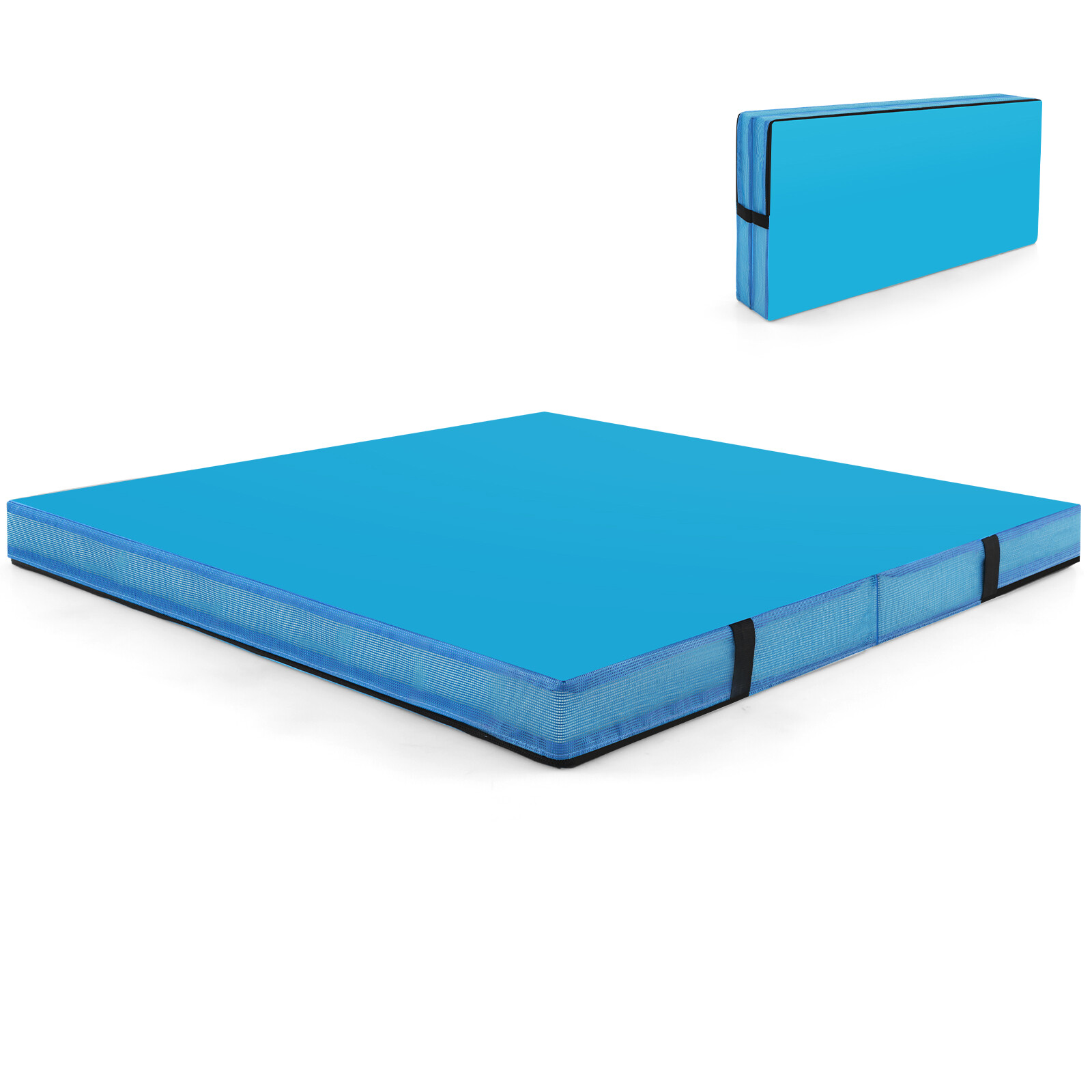 Sulankstomas gimnastikos ir jogos kilimėlis, 4 ft x 4 ft x 4 in, mėlynas