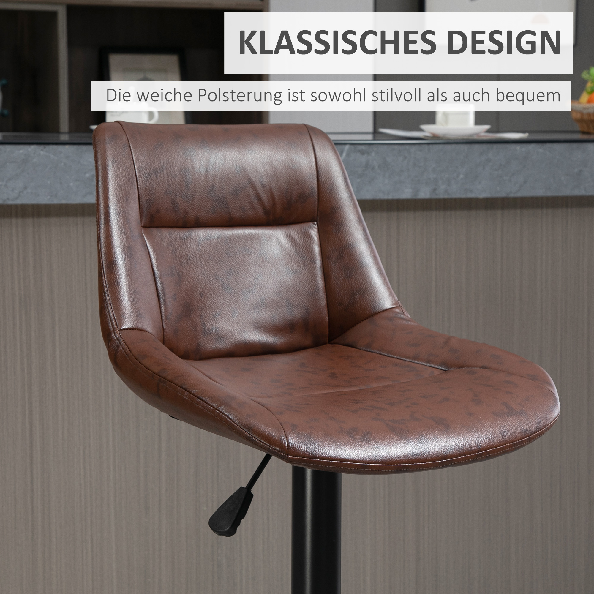 2 gab. bāra krēslu komplekts, regulējams augstums, ar kāju balstu, brūns, 46,5 x 50 x 88-108 cm - Image 6
