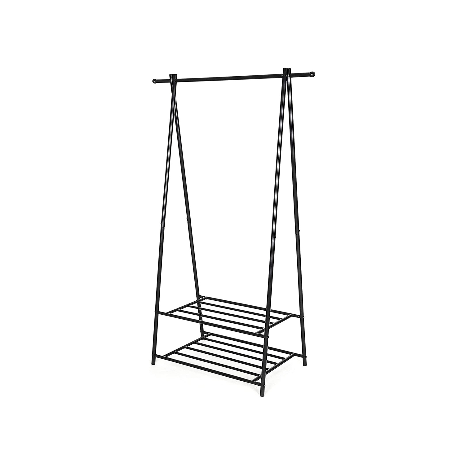 Riidestange metallist, must, 87,5 x 155 x 41 cm, jalatsiriiuliga