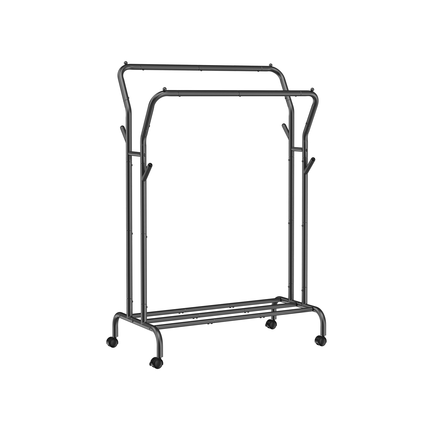 Ratastel riidestange 2 riputustoruga, terastorud, must, laius 103,5 cm